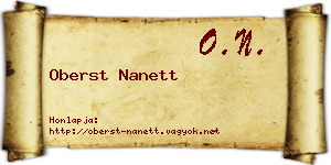 Oberst Nanett névjegykártya